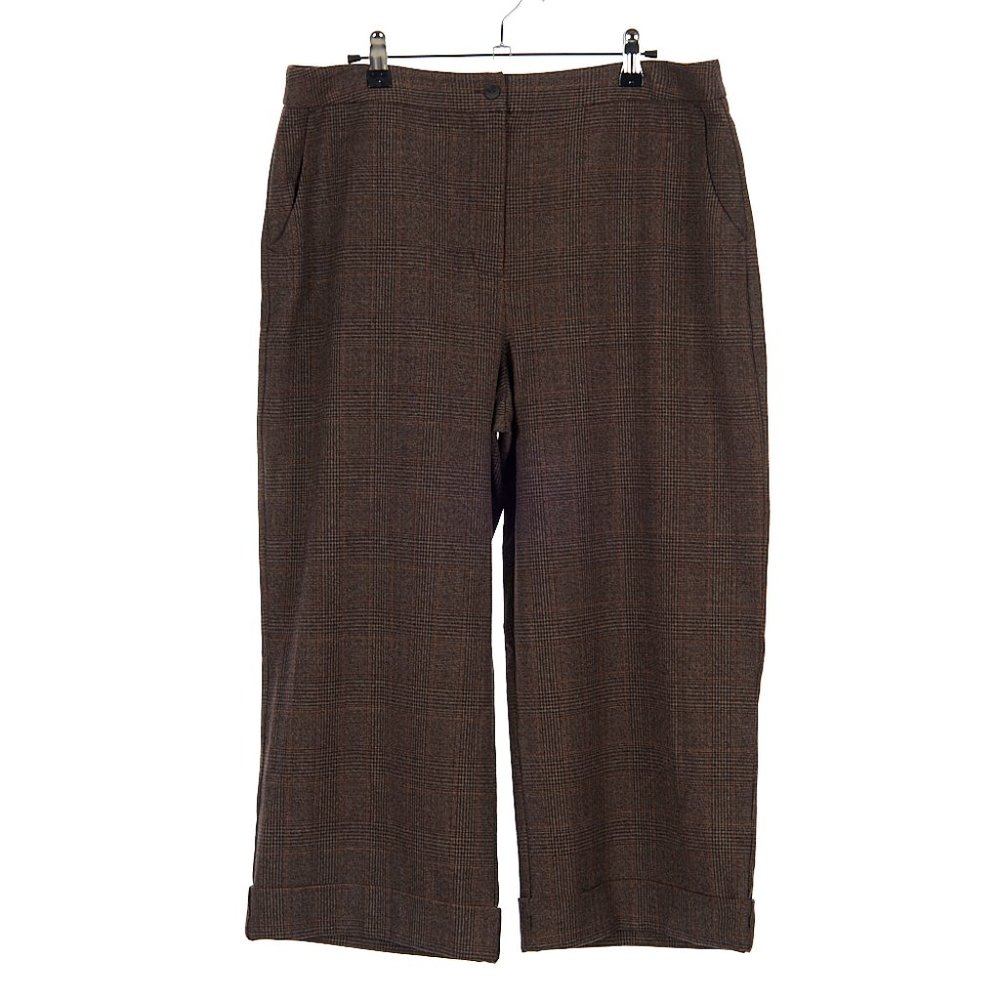 Chico's Playful Plaid Boston Crop Pants in Chocolate Brown Women's Size 2 NWT